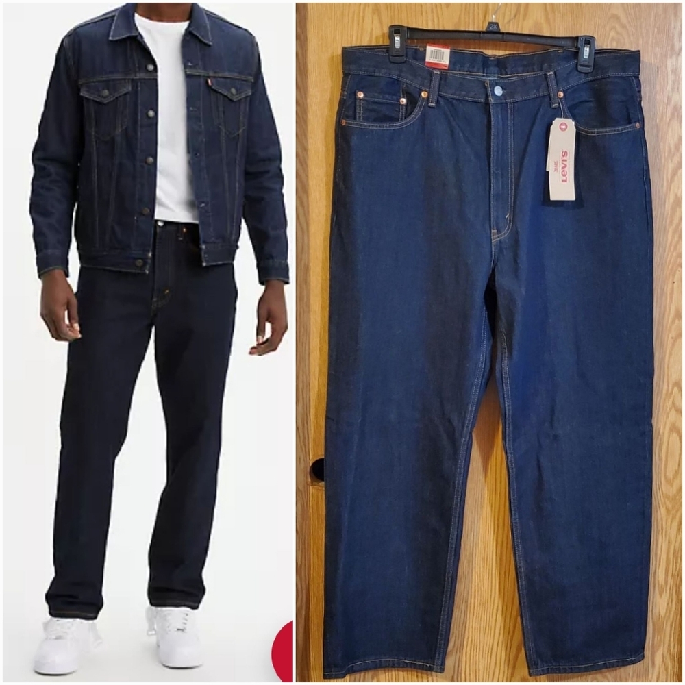 Levi's 550 relaxed fit jeans taper leg dark wash cotton size 42/30